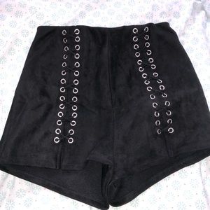Suede black shorts